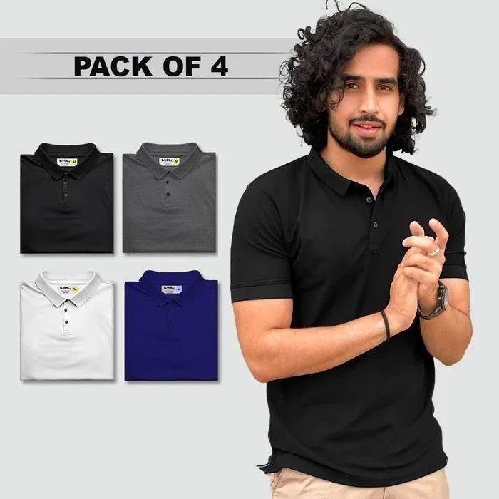 Poly Matte Solid Half Sleeves Mens Polo T-Shirt